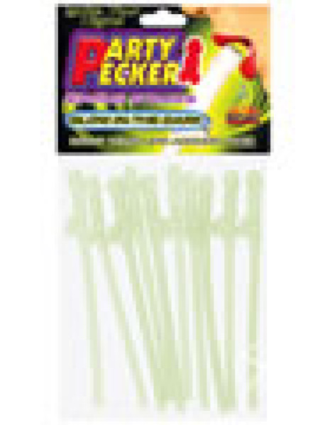 Party Pecker Glow N Dark Straws 10pk Party Pecker Glow N Dark Straws 10pk