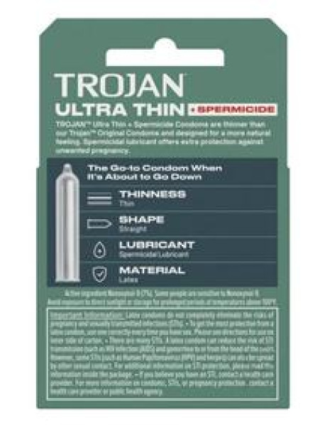 Trojan Ultra Thin Spermicide 3`s