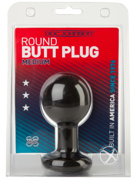 Classic Round Butt Plug Md Blk