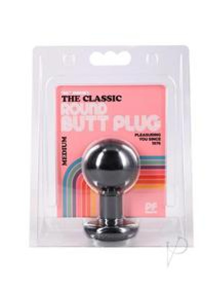 Classic Round Butt Plug Md Blk