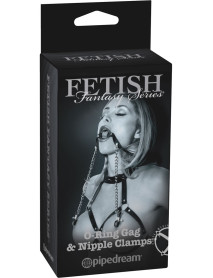 Ffle O Ring Gag and Nipple Clamps Black