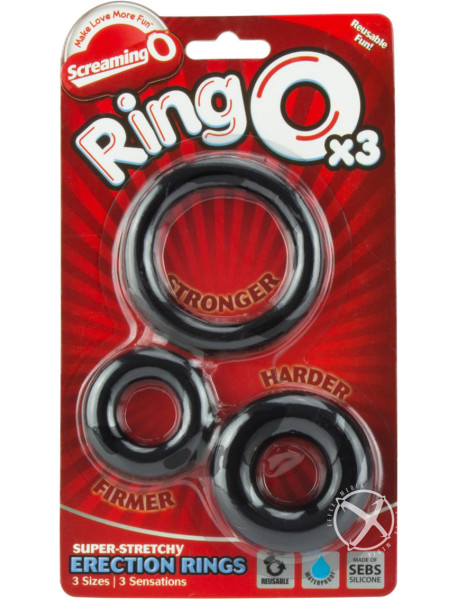 Ringo X3 Cockrings Black 6/bx