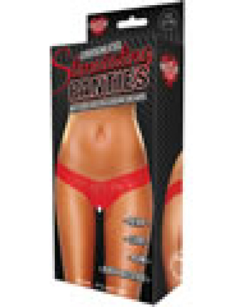 Clitoral Stim Thong W/beads Red M/l