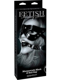 Ffle Masquerade Mask and Ball Gag Black