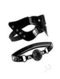Ffle Masquerade Mask and Ball Gag Black
