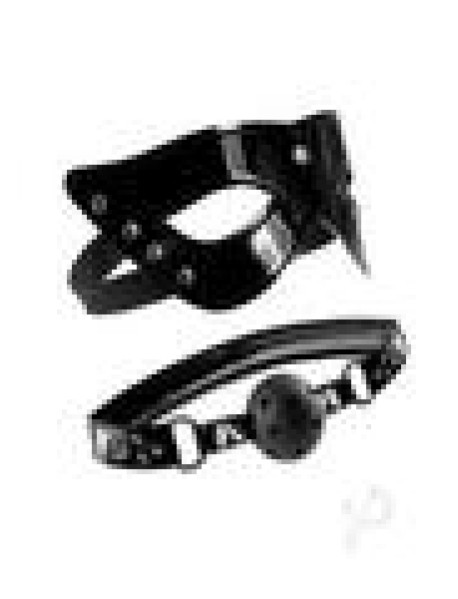 Ffle Masquerade Mask and Ball Gag Black