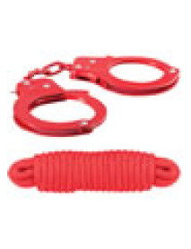 Sinful Metal Cuffs W/keys Love Rope Red