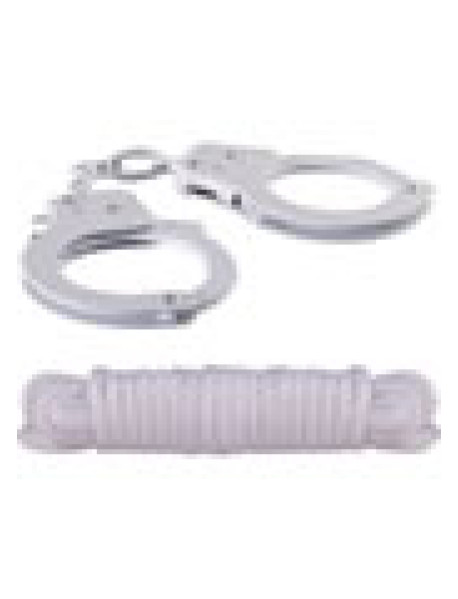 Sinful Metal Cuffs W/keys Love Rope Whit