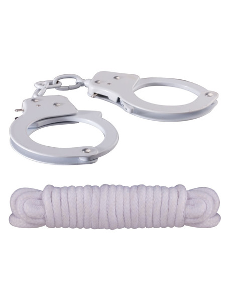 Sinful Metal Cuffs W/keys Love Rope Whit