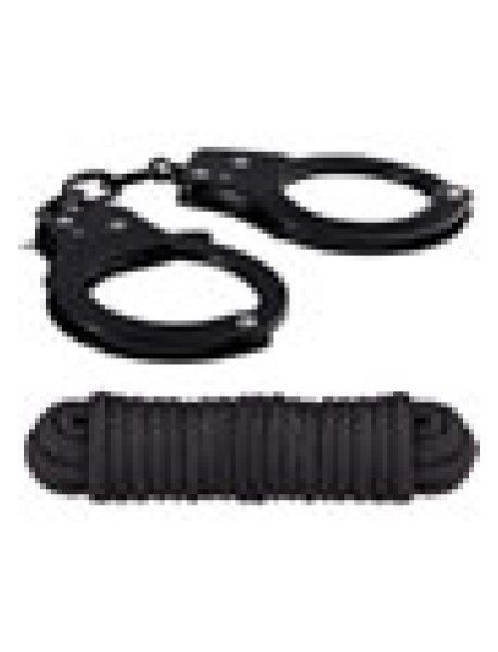 Sinful Metal Cuffs W/keys Love Rope Blac
