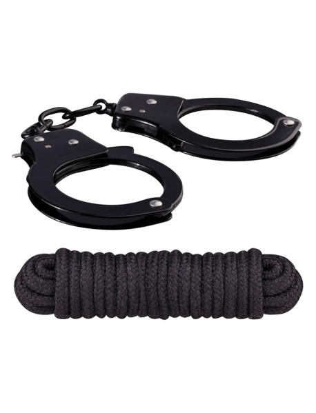 Sinful Metal Cuffs W/keys Love Rope Blac