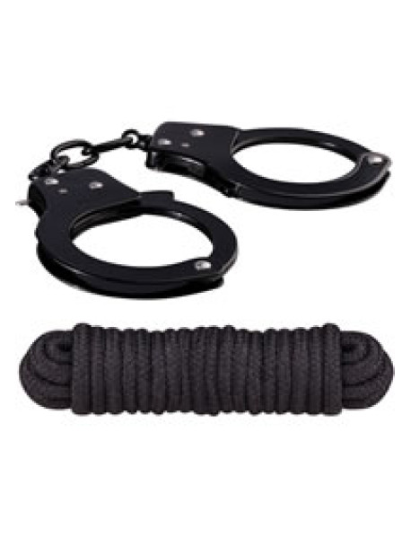 Sinful Metal Cuffs W/keys Love Rope Blac