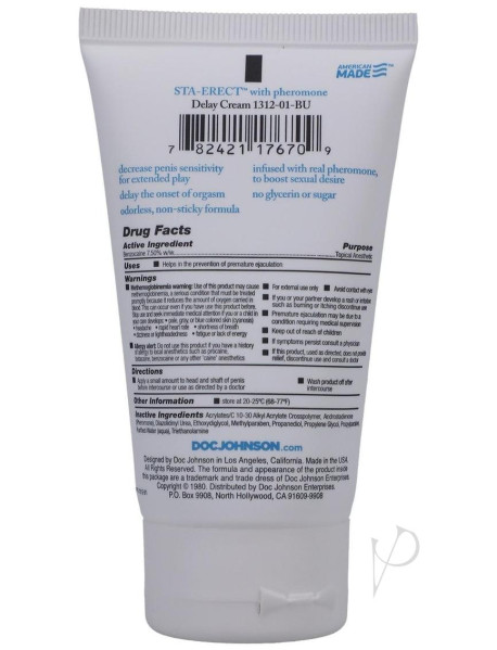 Sta-erect Delay Creme For Men 2oz Bulk