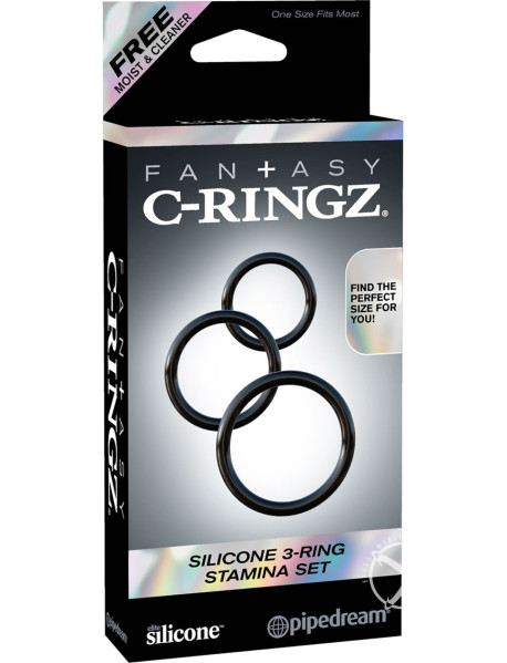 Fcr Silicone 3 Rings Stamina Set Black
