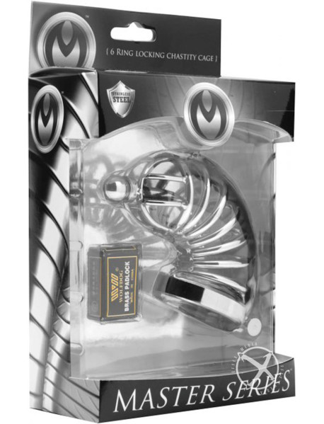 Ms Asylum 6 Ring Locking Chastity Cage