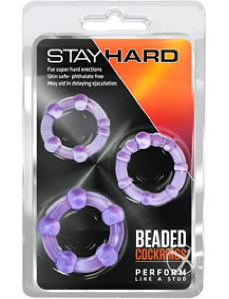 Stay Hard Beaded Cockrings Purple Stay Hard Beaded Cockrings Purple