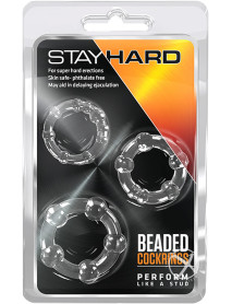 Stay Hard Beaded Cockrings Clear