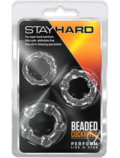 Stay Hard Beaded Cockrings Clear