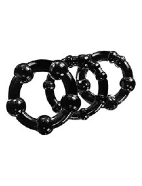 Stay Hard Beaded Cockrings Black