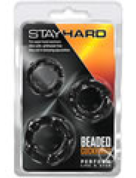 Stay Hard Beaded Cockrings Black