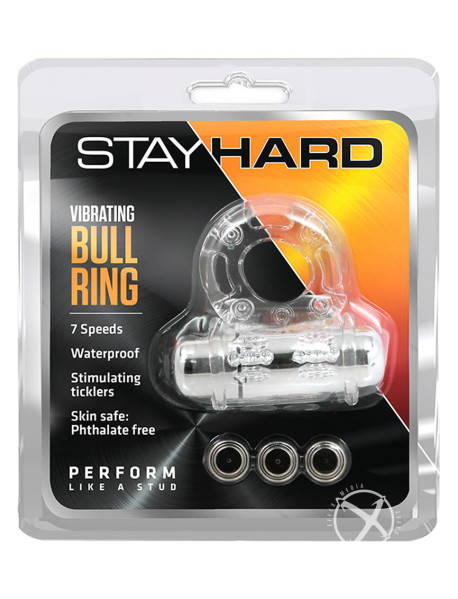 Stay Hard 10x Vibrating Bull Ring Clear