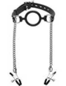 Ms Mutiny Silicone O-gag W/ Nip Clamps