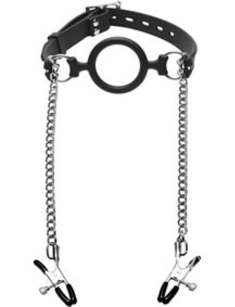 Ms Mutiny Silicone O-gag W/ Nip Clamps