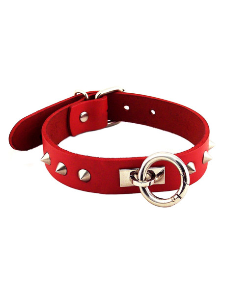 Rouge O Ring Studded Collar Red