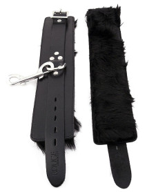 Rouge Fur Wrist Cuffs Black