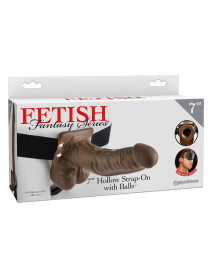 Ff Hollow Strapon W/balls Brown 7