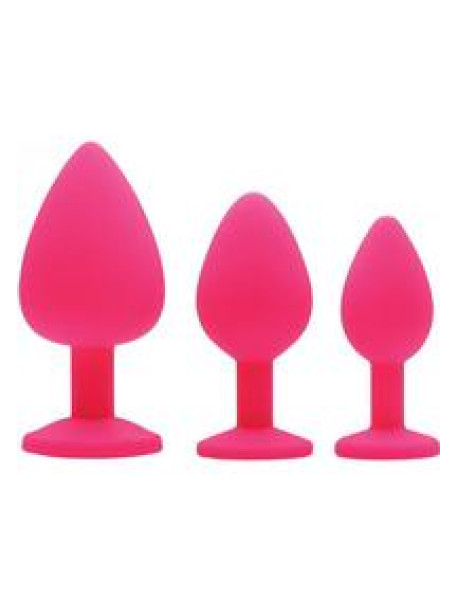 Frisky Pink Pleasure Silic Plug Gems 3pc