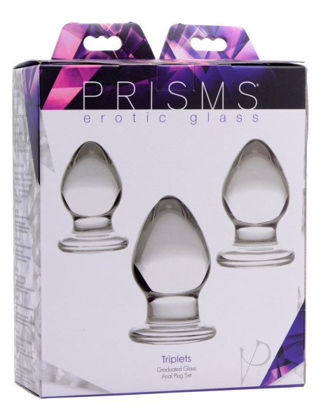 Triplets 3 Piece Glass Anal Plug Kit