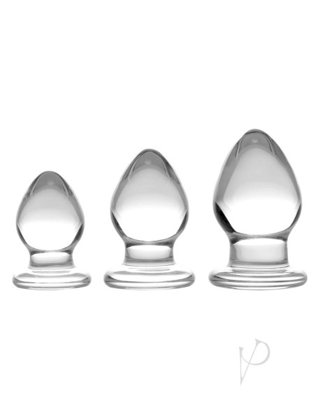 Triplets 3 Piece Glass Anal Plug Kit