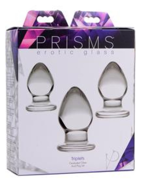 Triplets 3 Piece Glass Anal Plug Kit