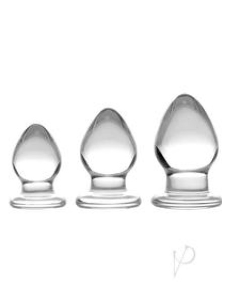 Triplets 3 Piece Glass Anal Plug Kit