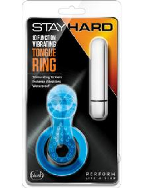 Stay Hard 10x Vibrating Tongue Ring Blue