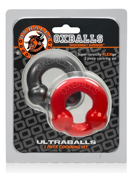 Ultraballs 2pk Cockring Steel/red