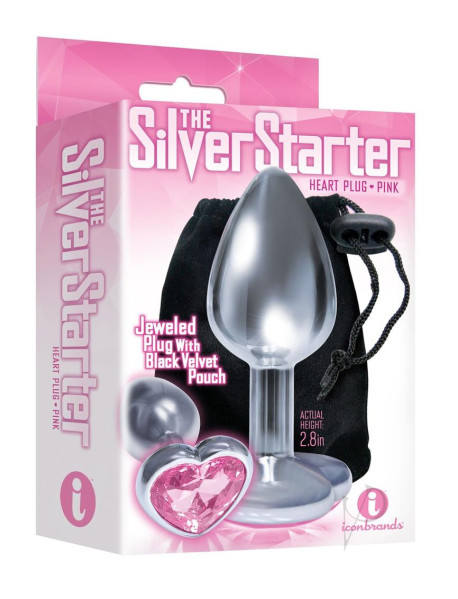 The 9 Silver Starter Heart Plug Pink