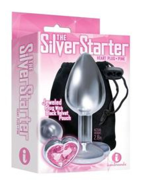 The 9 Silver Starter Heart Plug Pink