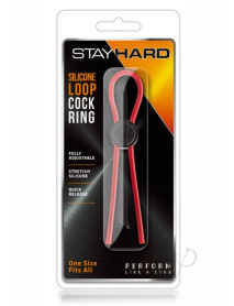 Stay Hard Silicone Loop Cock Ring Red