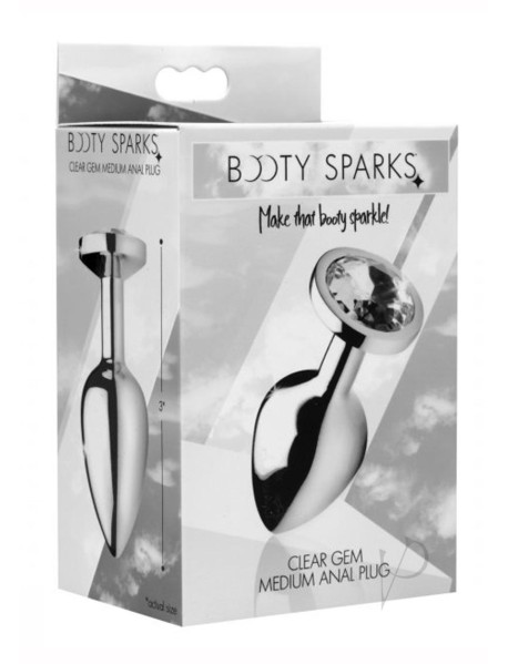 Booty Sparks Clear Gem Anal Plug Md Booty Sparks Clear Gem Anal Plug Md