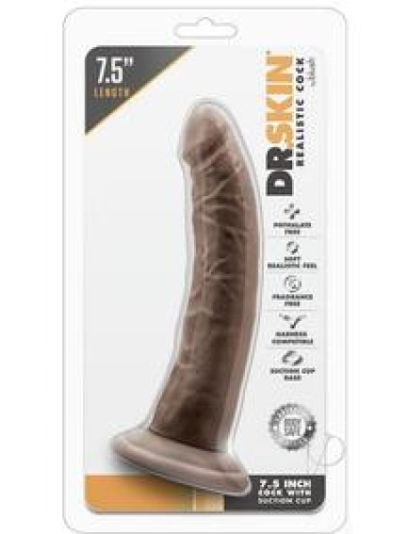 Dr Skin Cock W/suction 7 Chocolate Dr Skin Cock W/suction 7 Chocolate