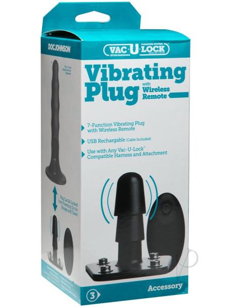 Vac U Lock Vibrating Plug W/remote