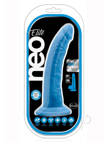 Neo Elite Dd Cock W/suction 7.5 Blue