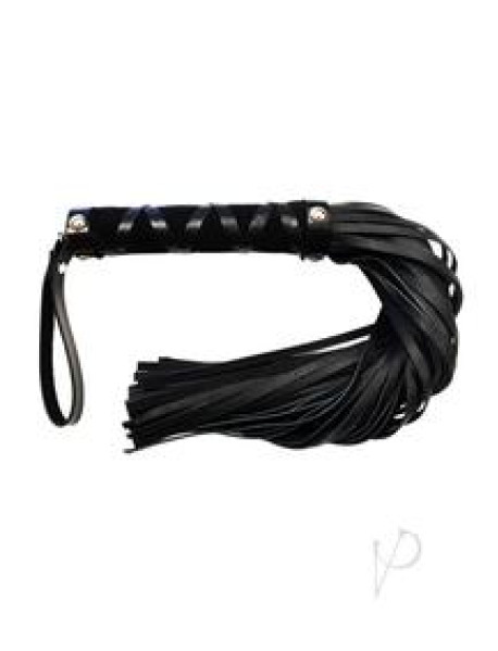 Rouge Short Leather Flogger W/studs Blk