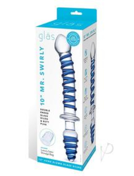 Mr Swirly Dbl End Glass Dildo and Plug 10