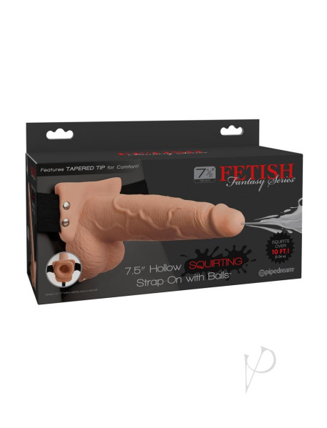 Ff Hollow Squirt Strapon W/balls 7.5 Fl
