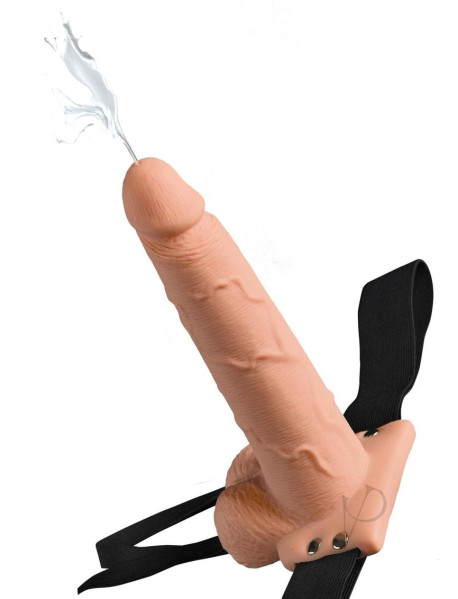 Ff Hollow Squirt Strapon W/balls 7.5 Fl