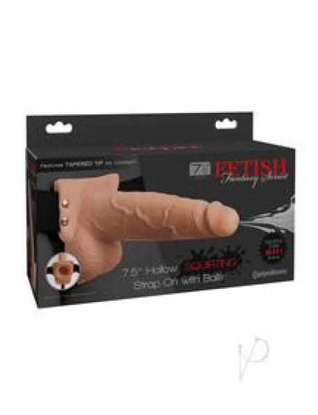 Ff Hollow Squirt Strapon W/balls 7.5 Fl