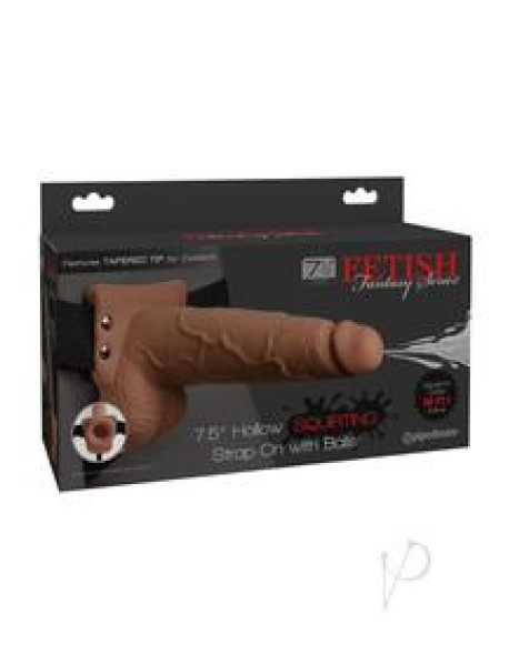 Ff Hollow Squirt Strapon W/balls 7.5 Tn